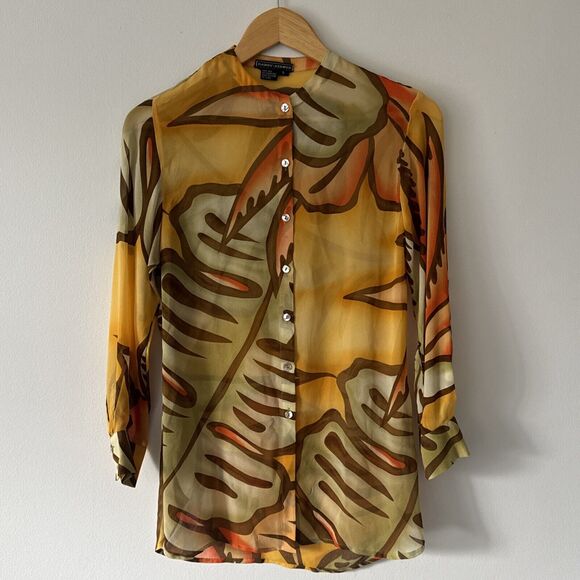 Randy Kemper 2 pc Blouse Wrap Skirt Size 6 100% Silk Boho Farm Rio Resort Artsy - Picture 9 of 11